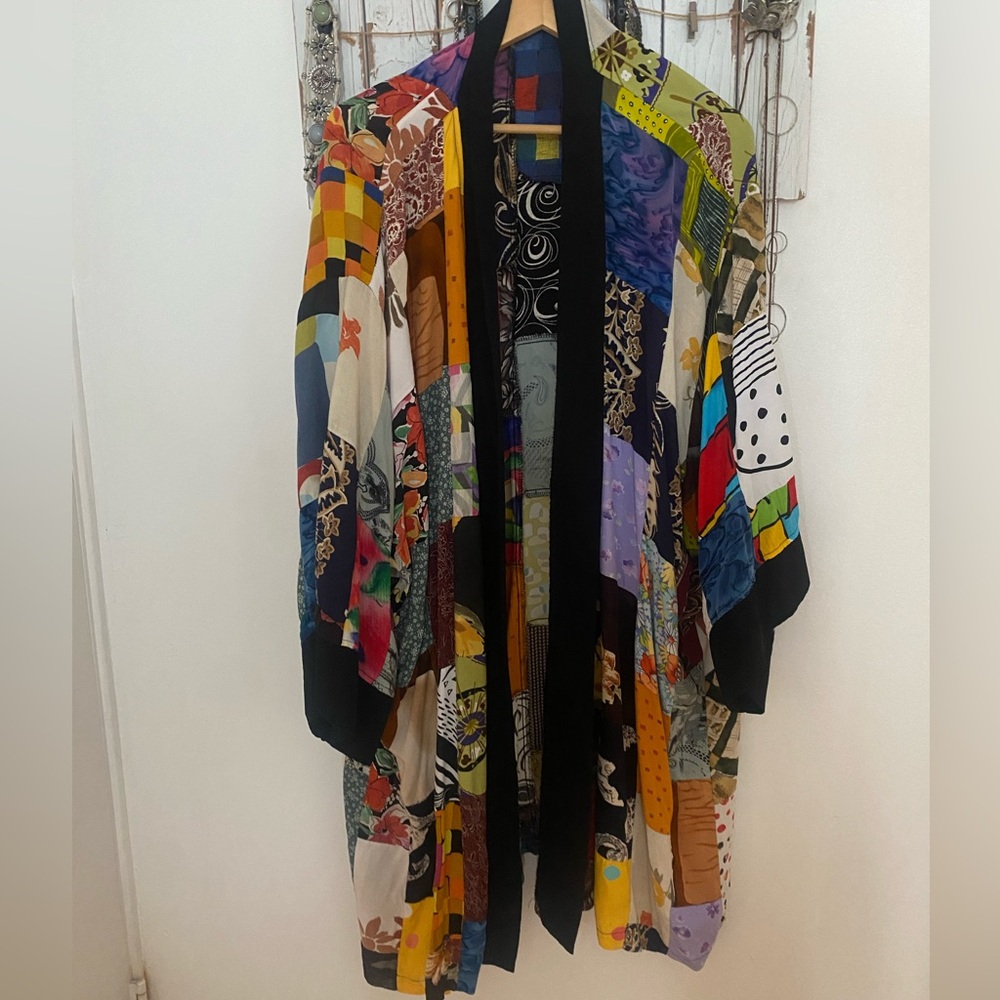 Multicolor Patchwork Kimono Cardigan